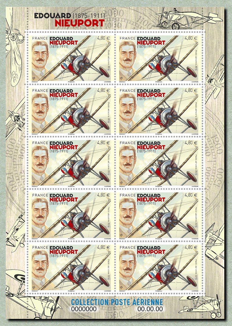 Mini-feuille de 10 timbres Edouard Nieuport - 1875-1911