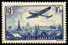 Image du timbre Avion survolant Paris 1F50 bleu