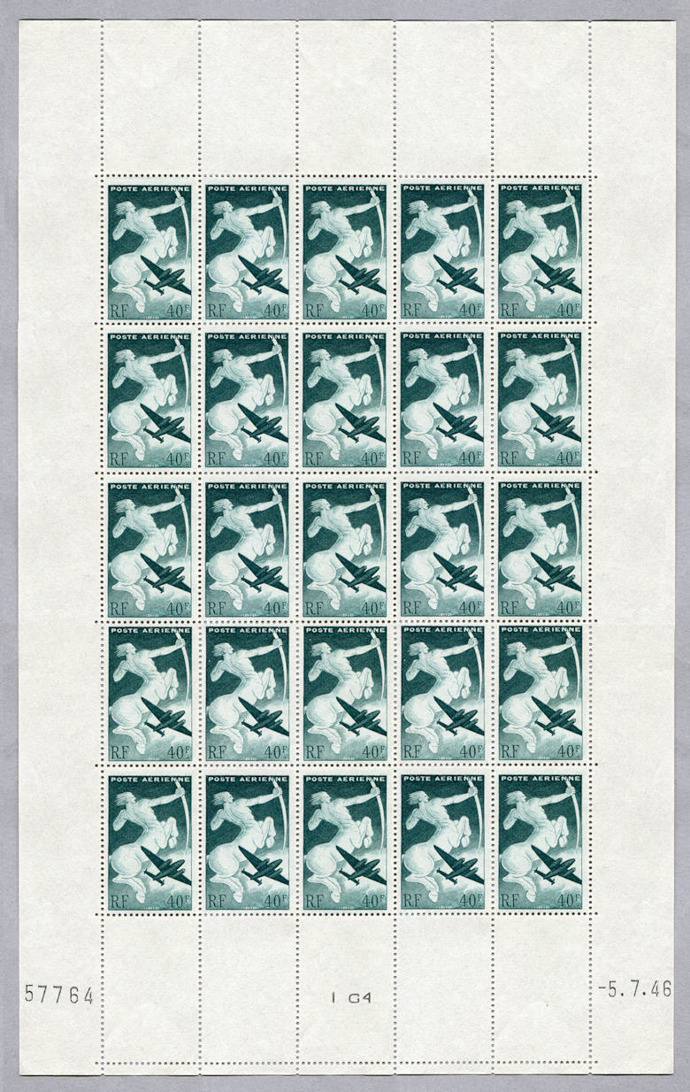 La feuille de 25 timbres du Sagittaire