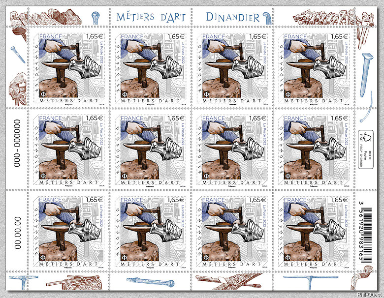 Dinandier - Feuille de 12 timbres