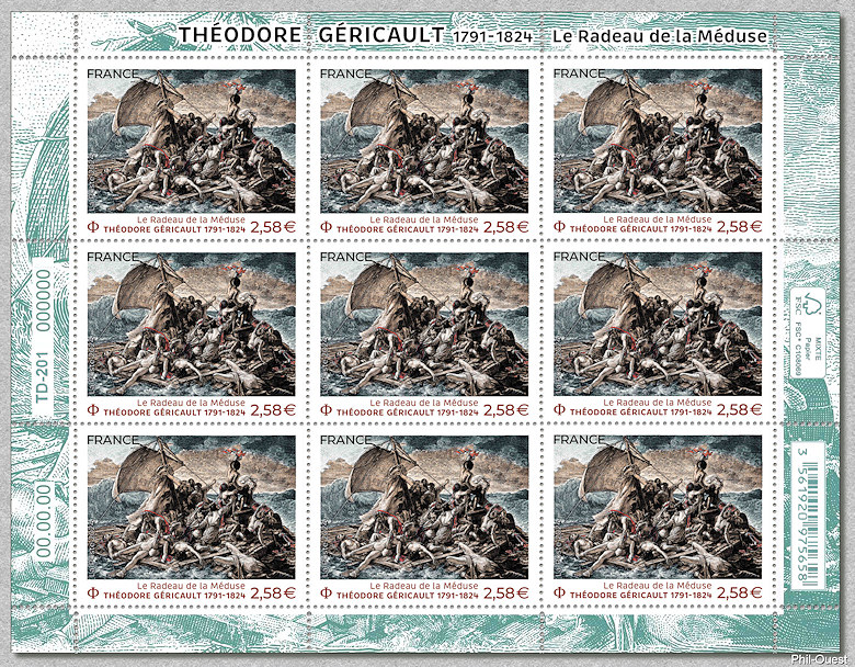 Image du timbre Le Radeau de la Méduse  - Théodore Géricault 1791-1824
-
Feuille de 9 timbres