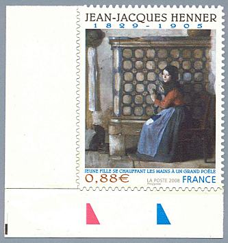 Jean-Jacques Henner 1829 - 1905<br />Jeune fille se chauffant les mains à un grand poële