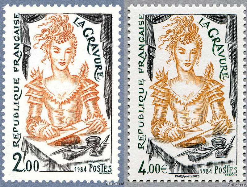 Comparaison entre les timbres de 1984 et de 2020
