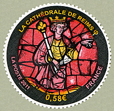 Image du timbre Détail de la grande rose de la façade occidentale