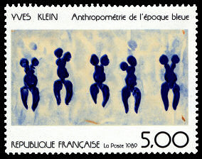 Image du timbre Yves Klein «Anthropométrie de l'époque bleue»
