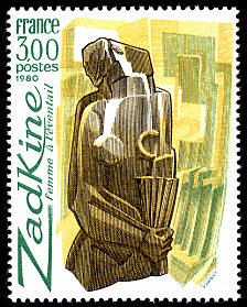 Zadkine 1890-1967<BR>«Femme à l´éventail»<BR>bronze, Musée National d´Art Moderne - Paris