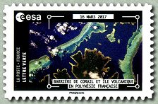 Barrière de corail et île volcanique en Polynésie française<br />14 Avril 2017