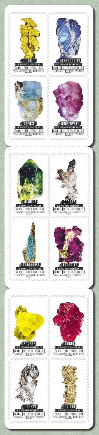 Le monde minéral - Carnet de 12 timbres