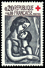 Image du timbre Gravure sur bois du Miserere de Rouault«Il serait si doux d´aimer»