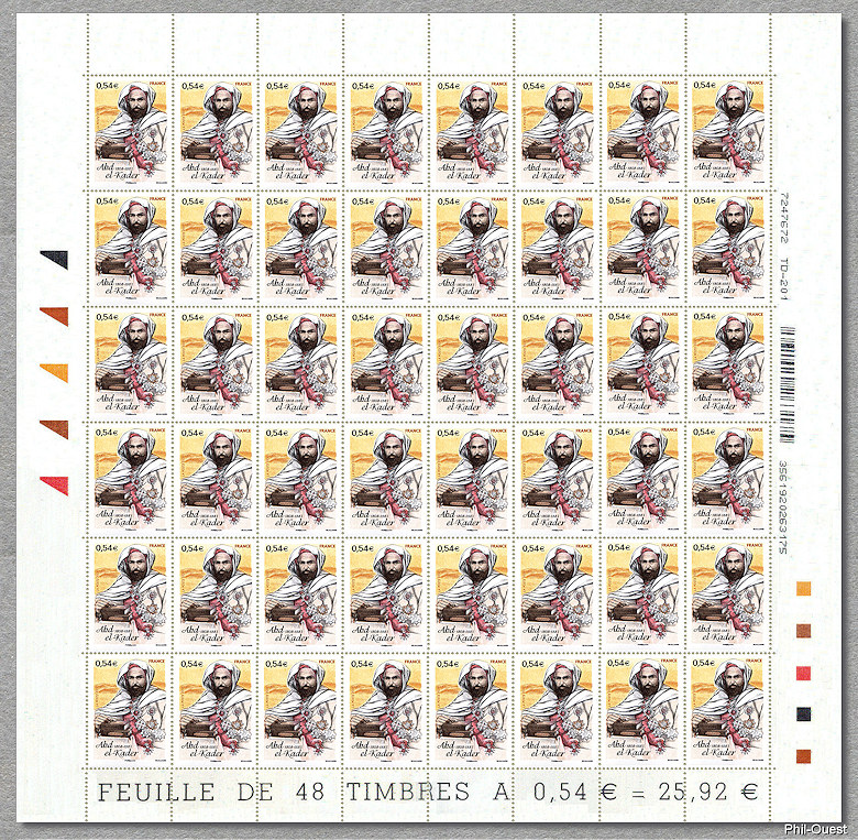Abd el-Kader  1808-1883 - Feuille de 48 timbres