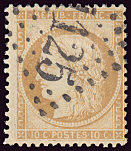 Cérès 1849 dentelé  10 c bistre-jaune