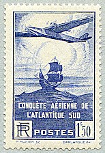 Image du timbre Conquête aérienne de l'Atlantique Sud