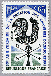 Image du timbre 50ème anniversaire de la création des Chambres d'Agriculture
