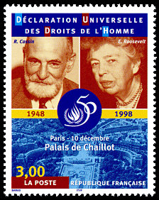 Déclaration Universelle des droits de l´Homme 1948-1998<div style=font-size:11px>René Cassin - Elaonor  Roosevelt - Palais de Chaillot</div>