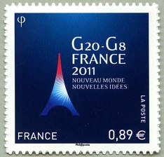 G20-G8 France 2011<br />Nouveau monde Nouvelles idées timbre autoadhésif