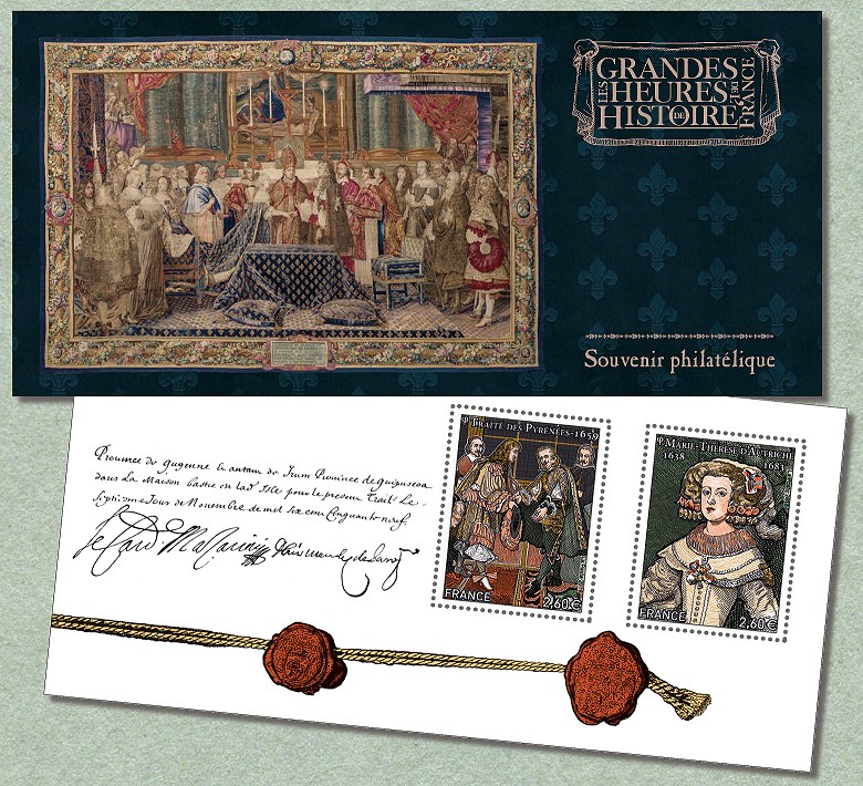 Image du timbre Souvenir philatélique du Traité des Pyrénées et Marie-Thèrèse d'Autriche
