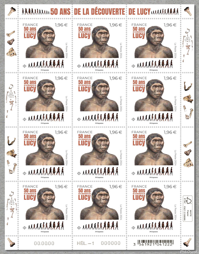 Image du timbre 50 ans de la découverte de Lucy
