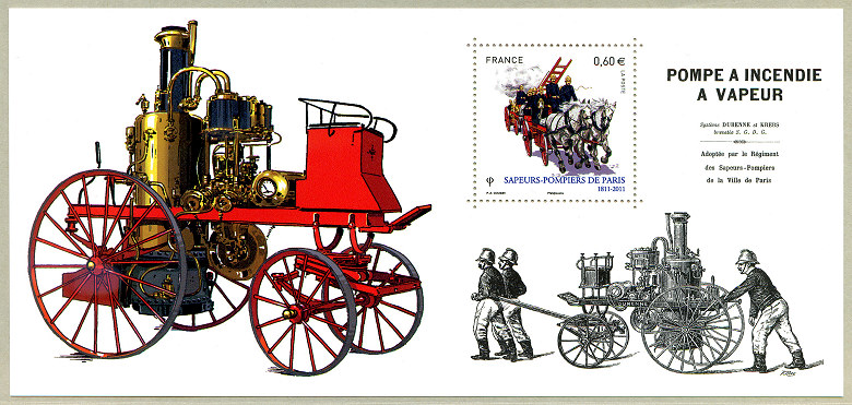Image du timbre Souvenir philatélique - Pompe à incendie à vapeur