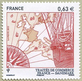 Traités de commerce France - Danemark<br />Timbre à 0,63 €