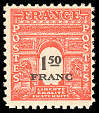 Arc de Triomphe de Paris 1,50F rouge et noir