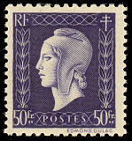 Image du timbre 50F violet foncé