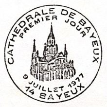 Timbre à date 1er jour de la cathédrale de Bayeux