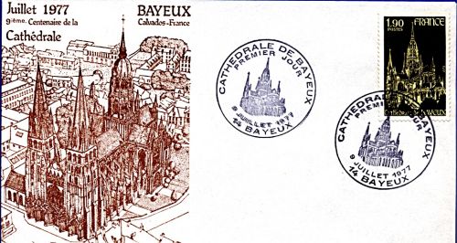 Enveloppe 1er jour illustrée de la cathédrale de Bayeux