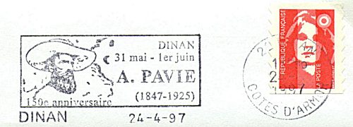 Flamme d´oblitération de Dinan
Cent cinquantième anniversaire d´Auguste Pavie (1847-1925)