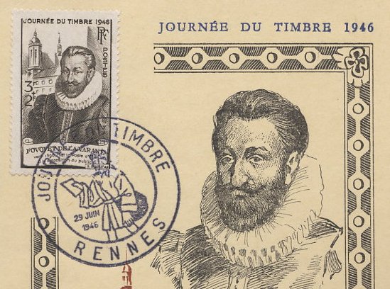 Timbre à date 1er jour du timbre de Fouquet de Varanne émis à l´occasion de la journée du timbre 1966 