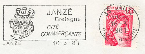 Flamme d´oblitération de Janzé
«Cité commerçante»