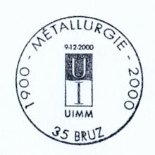 Oblitération premier jour pour le timbre la «Métallurgie 1900-2000»