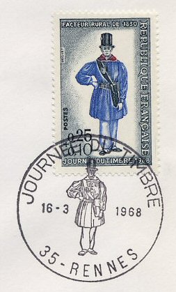 Timbre à date 1er jour de la journée du timbre 1968