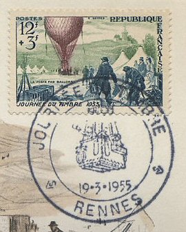 Timbre à date 1er jour de la journée du timbre 1955