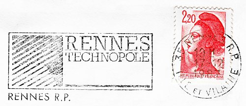 Flamme d´oblitération de Rennes R.P.
«RENNES TECHNOPOLE»