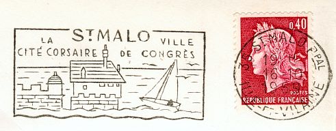 Flamme d´oblitération de Saint Malo
«Saint Malo, la cité des corsaires - Ville de congrès»