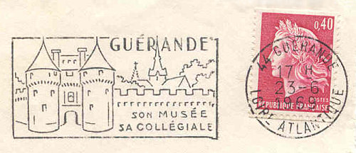 Flamme d´oblitération de Guerande
«Guérande, son musée, sa collégiale»