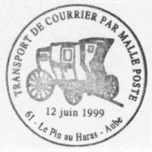 Aube - 1er jour du timbre Comtesse de Ségur
Transport de courrier par malle-poste  des Haras du Pin
