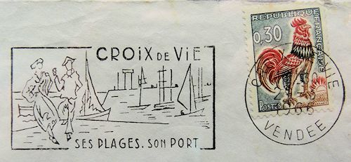 Flamme d´oblitération de l'ancienne commune de Croix-de-Vie«Croix-de-Vie - Ses plages, son port»