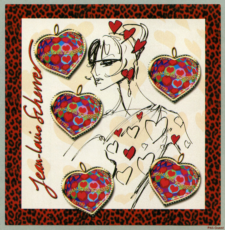 Image du timbre Le bloc-feuillet des coeurs de Jean-Louis Scherrer
