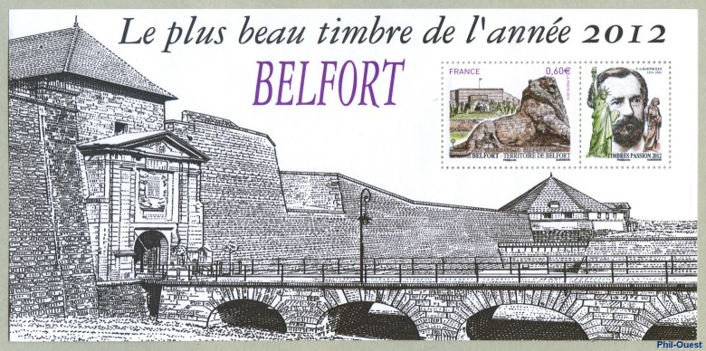 Belfort - Territoire de Belfort - Souvenir philatélique du plus beau timbre de l'année 2012