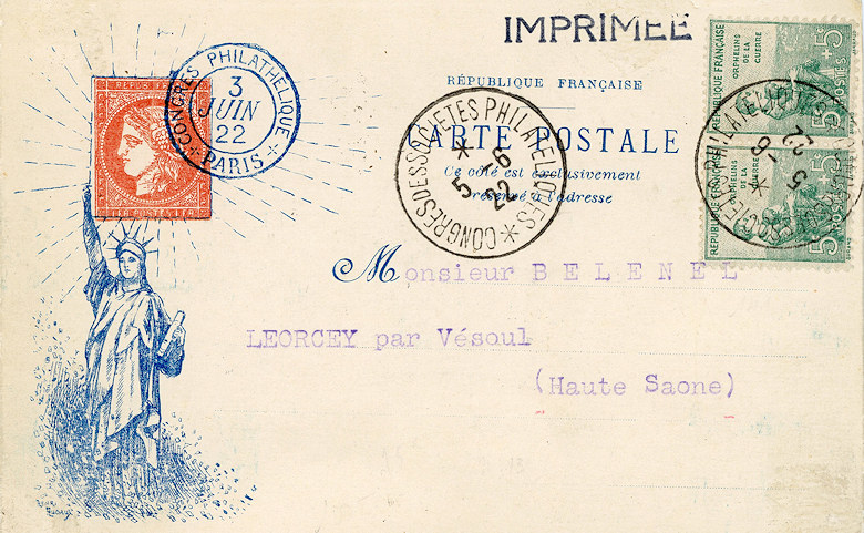 Carte postale  de la- Fédération des Sociétés Philatéliques Françaises