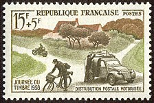 Journée du timbre 1958<BR>Distribution postale motorisée