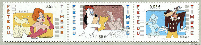 Bande de 3 timbres de Droopy et ses amis