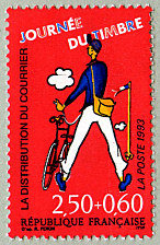 Journée du timbre 1993<BR>La distribution du courrier<br />Timbre avec surtaxe