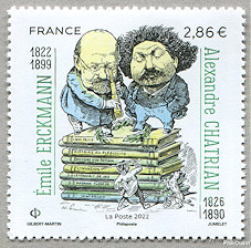 Image du timbre Émile Erckmann  1822-1899 - Alexandre Chatrian 1826-1890