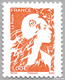 Image du timbre Timbre gommé orange à  1 €
