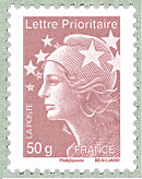 Lettre prioritaire 50 g France vieux rose