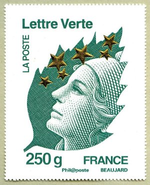 Image du timbre Marianne de Beaujard Lettre verte 250g