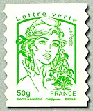 Image du timbre Marianne de Ciappa et Kawena-Lettre verte jusqu'à 50g -Timbre autoadhésif