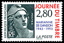 Image du timbre Cinquantenaire de la Marianne de Gandon-Timbre sans surtaxe